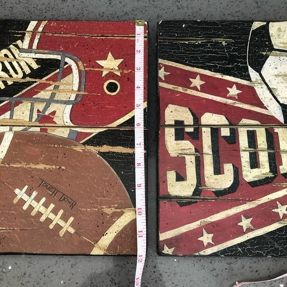 Hobby Lobby Wooden Sports Wall Hanging Decor Set Basketball Baseball Nursery